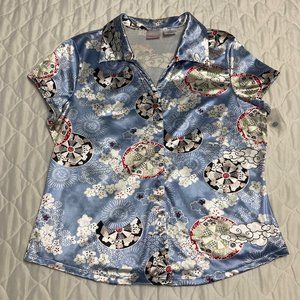 NWOT * Blue Print Blouse * Junior